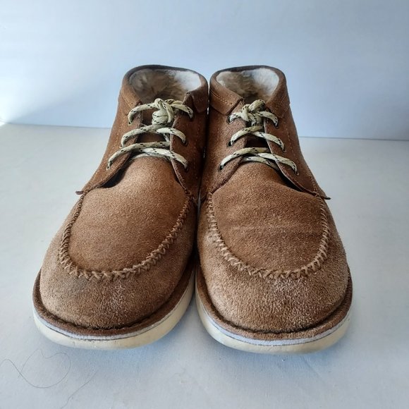 UGG Campout Suede Chukka Ankle Boots Sheepskin Lining Lace-Up Tan Men US10 main image 2